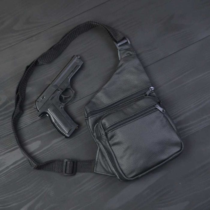 Чоловіча шкіряна сумка слінг, месенджер барсетка з натуральної шкіри