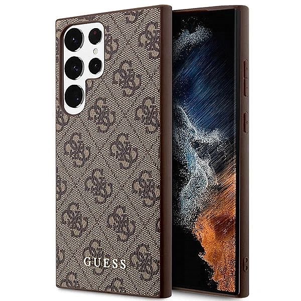 Etui Guess 4G Metal Gold Logo na Samsung Galaxy S23 Ultra - brązowe