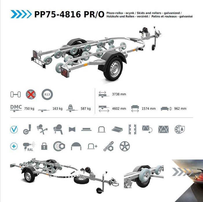 Skuter wodny/mała łódź - przyczepa do transportu LORRIES, płozo-rolka