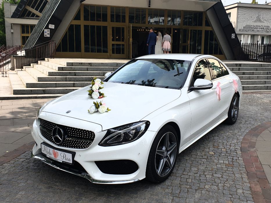 AUTO DO ŚLUBU biały Mercedes C AMG samochód do ślubu
