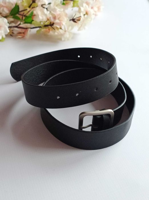 Czarny pasek do spodni sukienki damski skóra ekologiczna