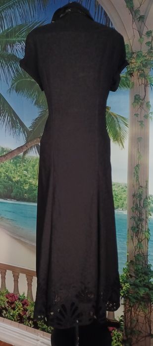 Vestido comprido preto bordado Miss Sixty L
