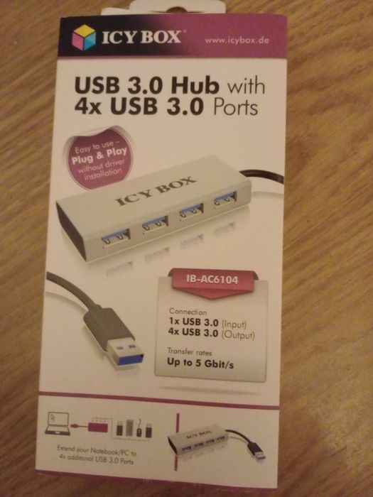 HUB ICY BOX  USB-A - 4x USB-A Aluminiowy