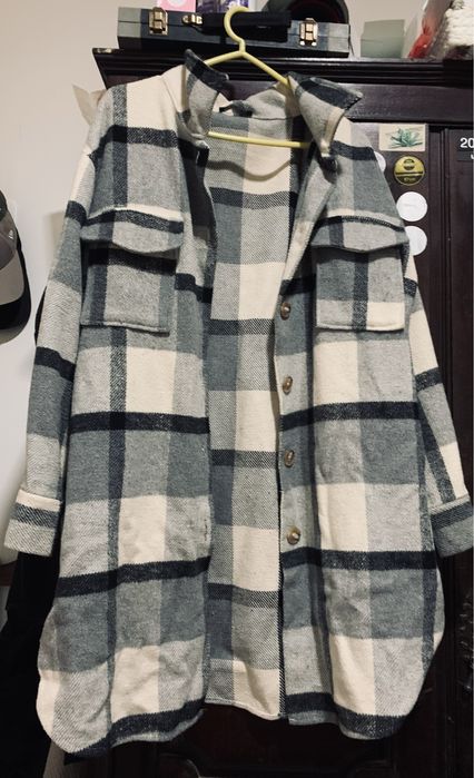 Casaco xadrez comprido