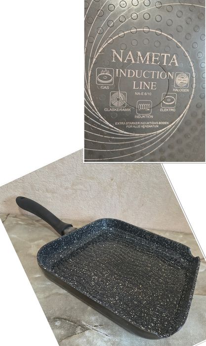 Тяжелая сковорода-гриль nameta induction line 29 см, для индукции и всех видов плит