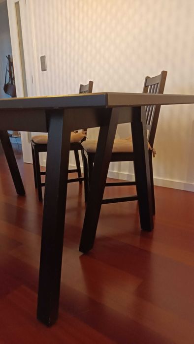 Mesa de jantar 1,70m + 6 cadeiras em madeira | Almofadas incluídas