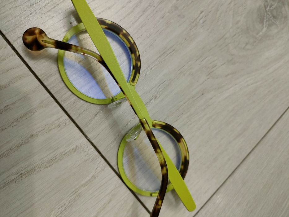 Okulary korekcyjne oprawki okrągłe zielone Theo j. Caroline abram