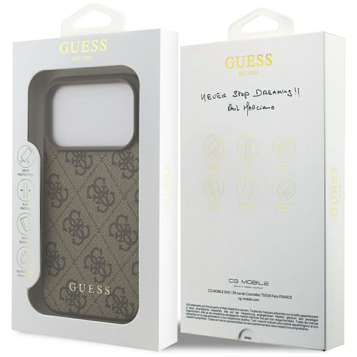 Etui do iPhone 17 Pro Guess 4G Classic brązowy