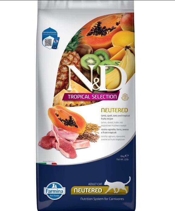 Farmina кот  10 кг N&D Tropical Low Grain Neutered Lamb Adult сухий ко