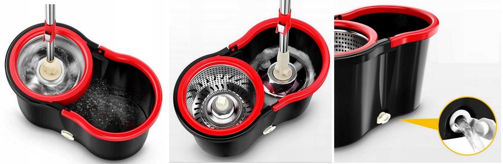 MOP Obrotowy ROTACYJNY 360 SPIN TURBO 3w1 NAKŁADKI Mikrofibra Wiadro