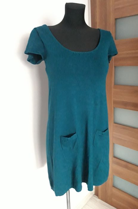 Sukienka świateczna sweterkowa zimowa morski zielony M 38