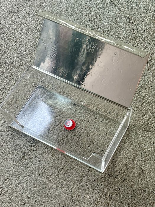 Szkatułka WMF Cromargan pleksi i plater autorstwa Sigrid Kupetz 1960te