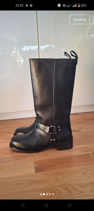 Czarne skórzane kozaki Amanda Premium Saway 41