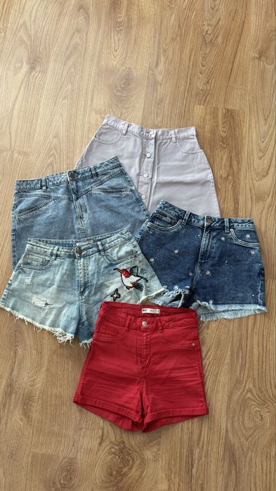 Zestaw 2x spódnice jeansowe M, 3x spodenki jeansowe M