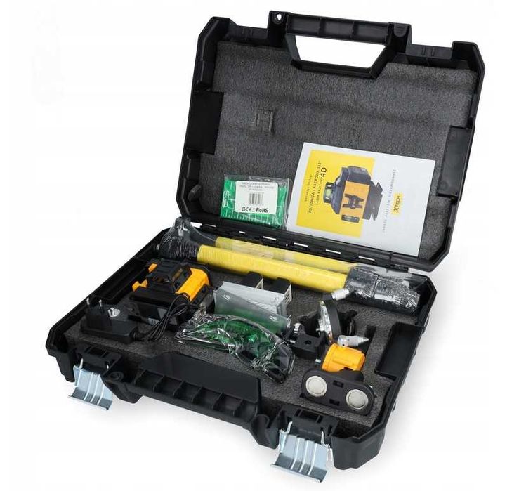 DUŻY ZESTAW: Poziomica Laserowa xTech + statyw + tyczka Wahadło Nowa