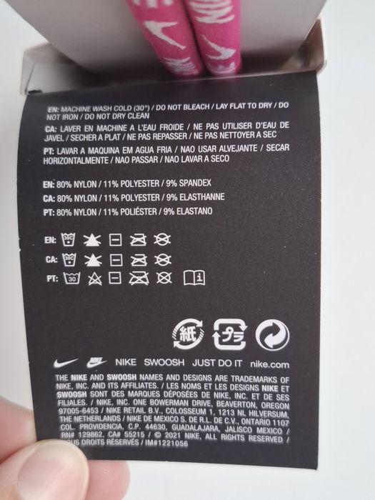 Nike Fixed Lace Headband opaska do włosów  różowa