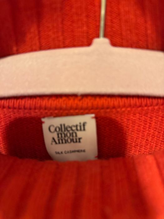 Collectif mon Amour oversize sweter z golfem czerwony kaszmirowy