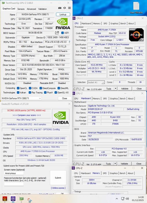 Pc gamer - Ryzen 7 3700X | RTX 3060 TI | 16GB