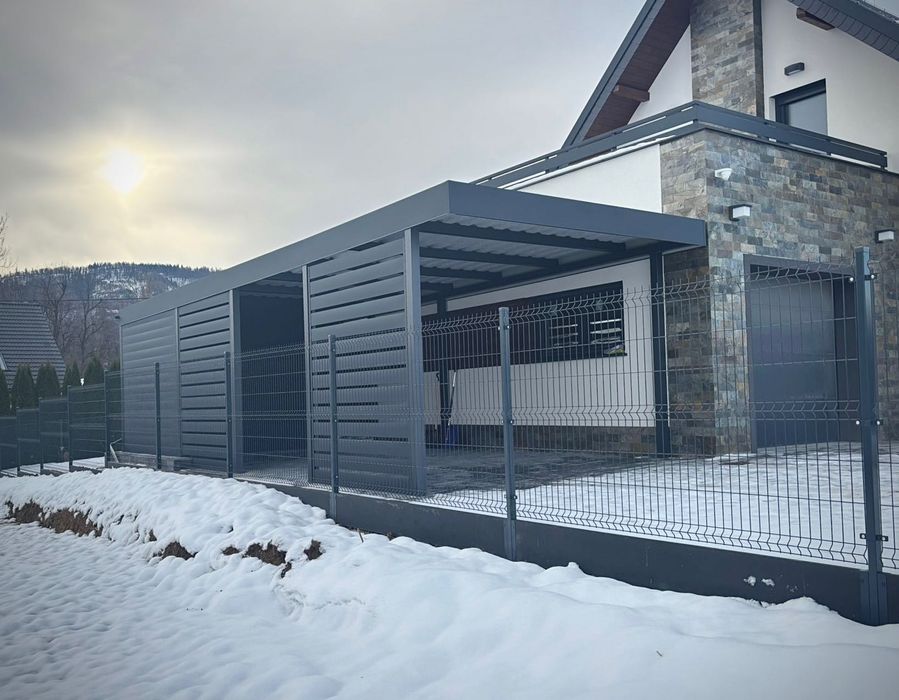 Nowoczesna wiata garażowa, carport, wiata samochodowa