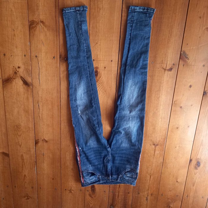 spodnie jeans z lampasami 38 M