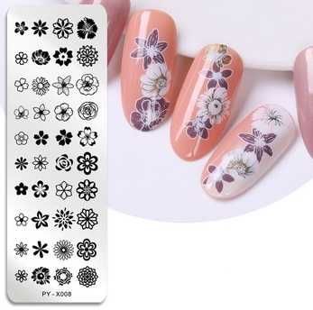PYX008 blaszka płytka stempel kwiaty ornament do paznokci