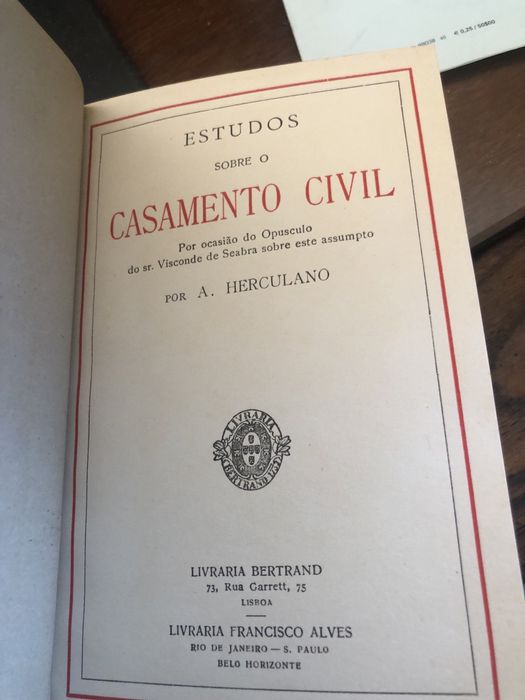 Livro Casamento Civil de Alexandre Herculano
