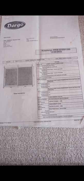 Okno drzwi tarasowe przesuwane,