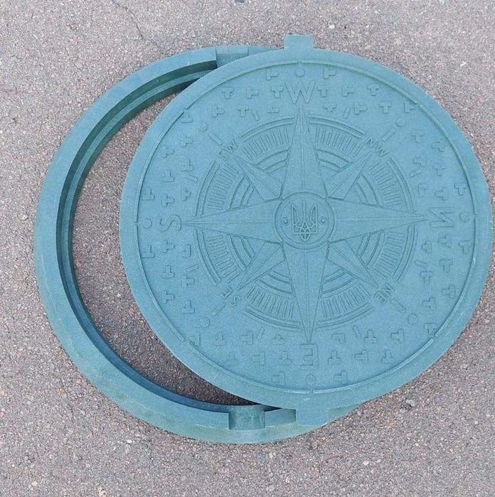 Люк садовий патріотичний "Герб УКРАЇНИ" зелений