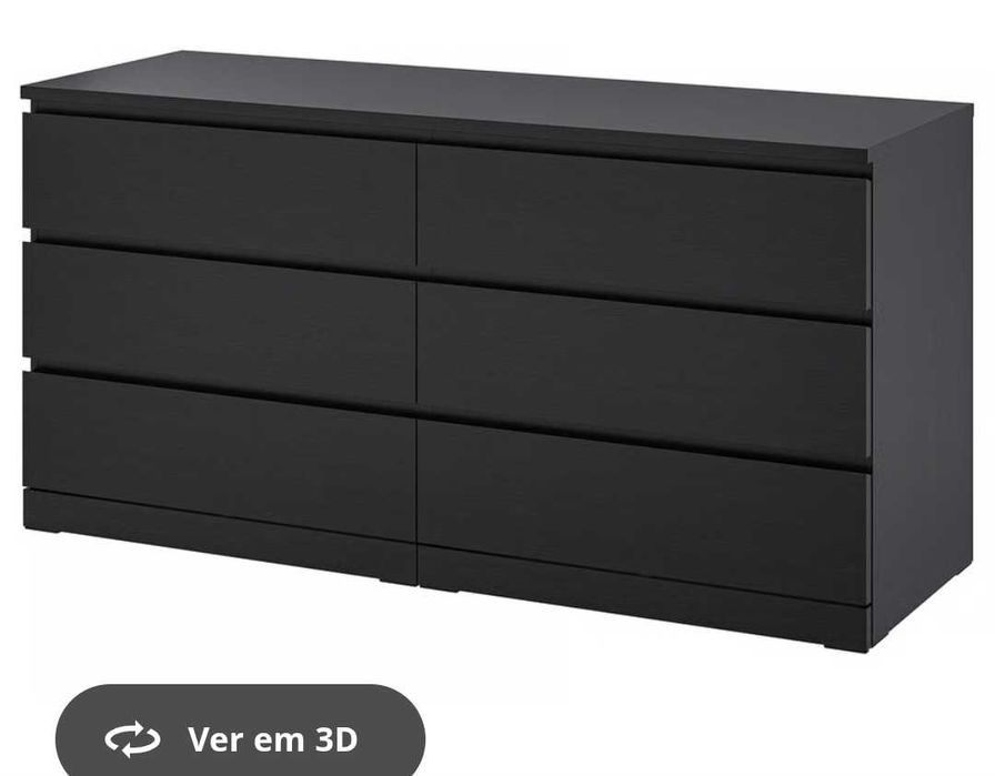Comoda Malm 6 gavetas preta