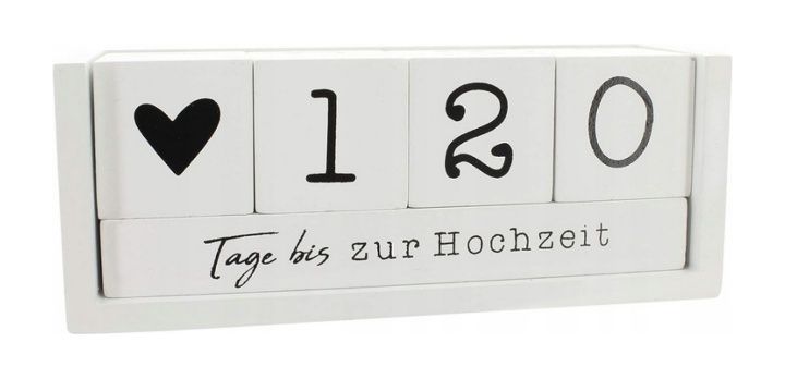 Kostka z rocznym kalendarzem odliczającym wykonana z drewna z paskiem