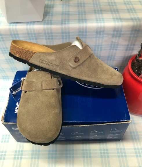 BIRKENSTOCK Boston BS Taupe Suede Leather R.41