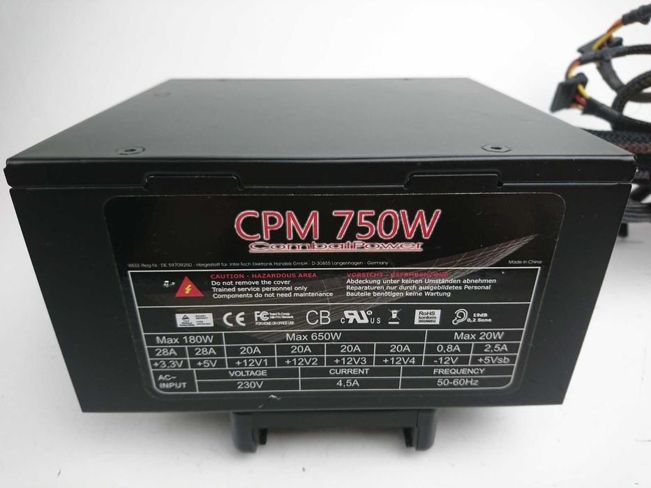 Модульний БЖ Combat Power CPM-750W, PCI-E 6pin, A-PFC, 80PLUS, пломба.