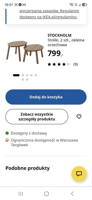 Stoliki w zestawie nowe