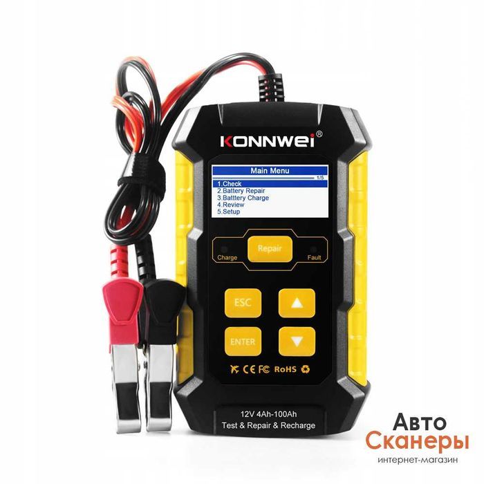 Зарядное устройство Konnwei KW510 +тестер АКБ v12