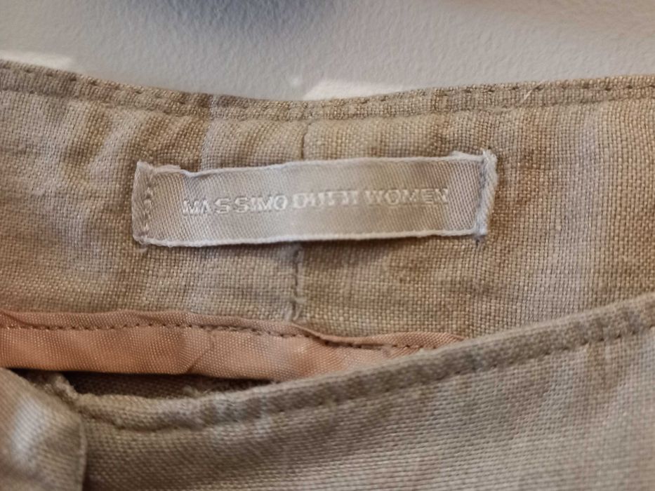 Calças linho bege Massimo Dutti