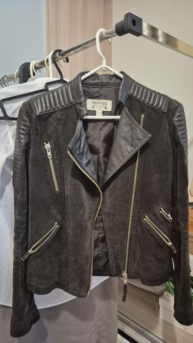 Шкіряна куртка mango XS