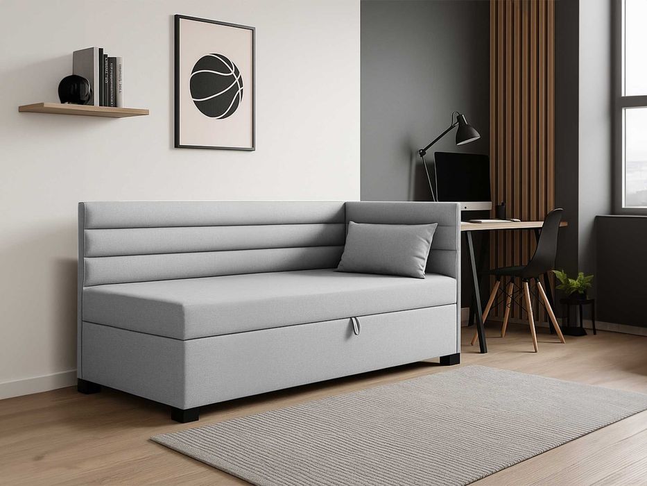 Łóżko młodzieżowe narożne Nela tapczan kanapa sofa z pojemnikiem