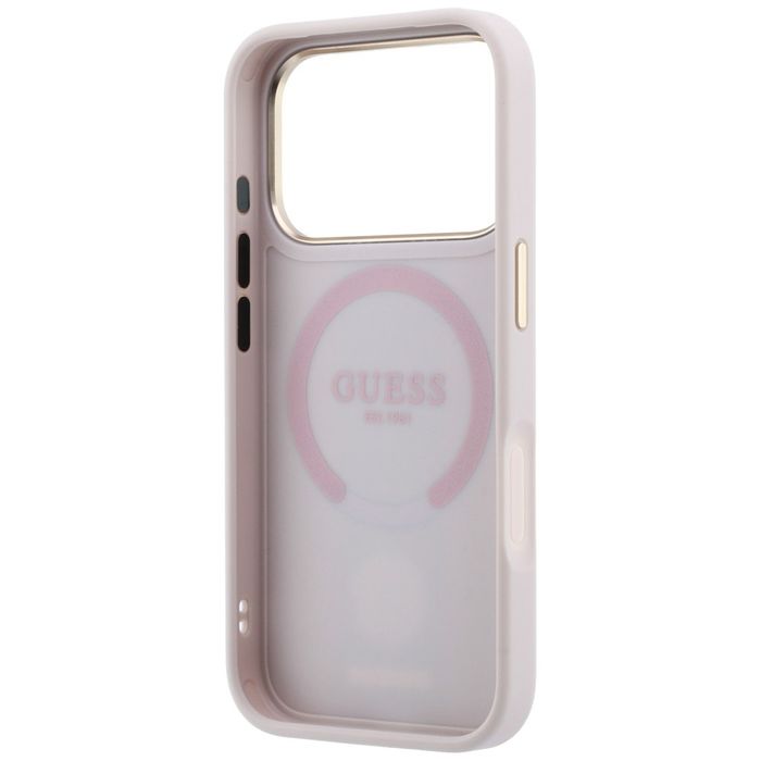 Etui Guess 4G with Stripe Round and Classic Logos MagSafe do iPhone 18 Pro / 17 Pro różowy