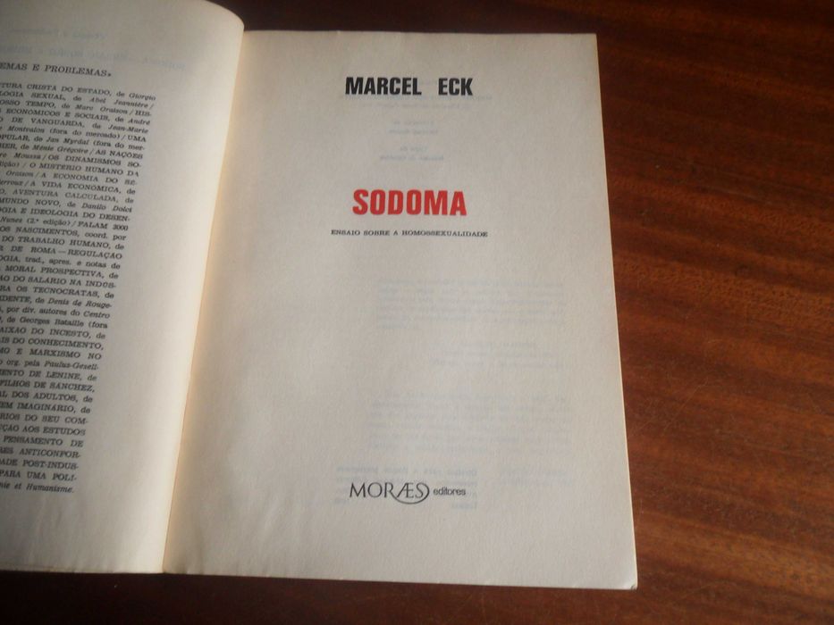 "SODOMA" - Ensaio Sobra a Homossexualidade de Marcel Eck - 1ª Edição de 1970