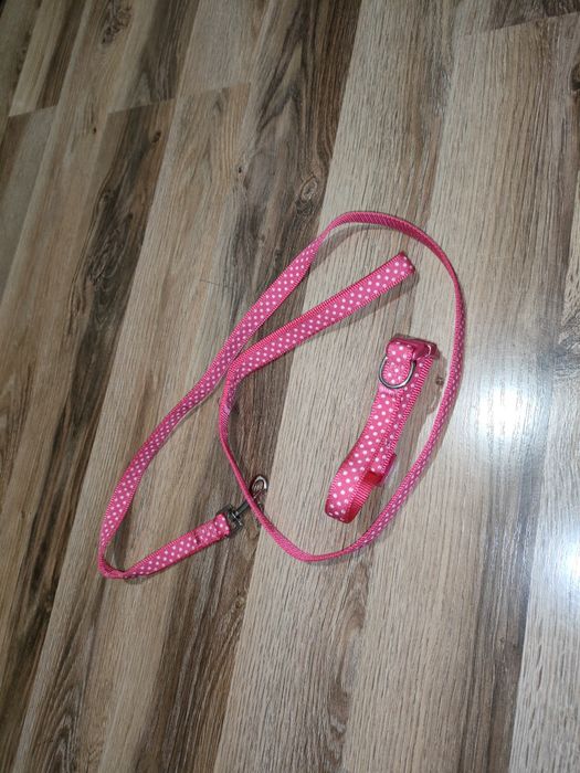 Komplet lollipop smycz i obroża 20-31cm różowa nowa