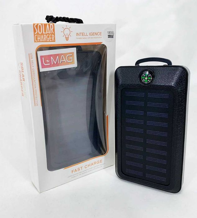 Повербанк PowerBank 18000 mAh з ліхтар з сонячною панеллю батареї