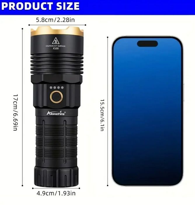 Дальнобійний ліхтар 5000 лм - павербанк на 6600 mAh