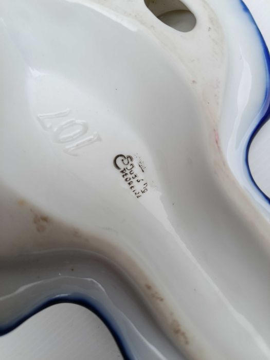 Crucifixo Cristo Porcelana Policromada 22 cm Antigo Marcado