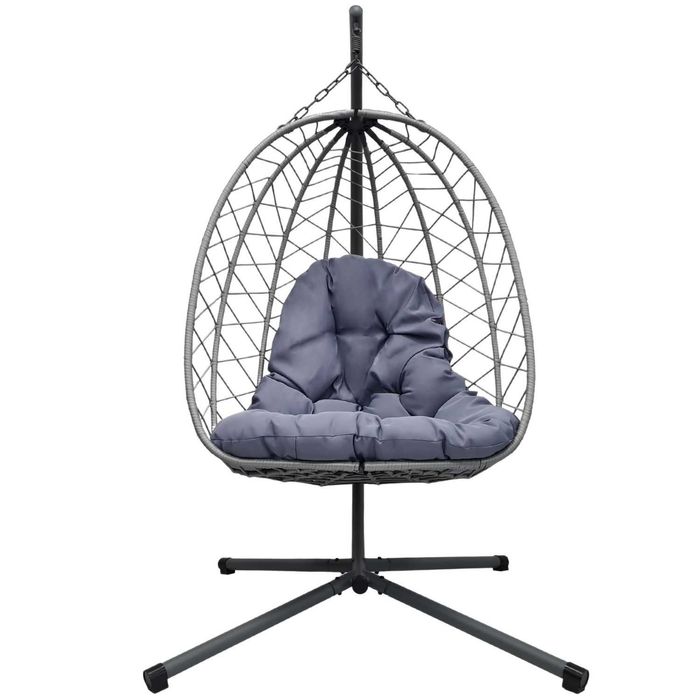 FOTEL wiszący składany szary POKROWIEC GRATIS