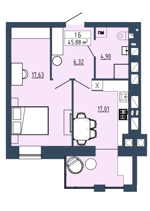 Однокімнатна квартира ідеального планування ЖК Модерніст