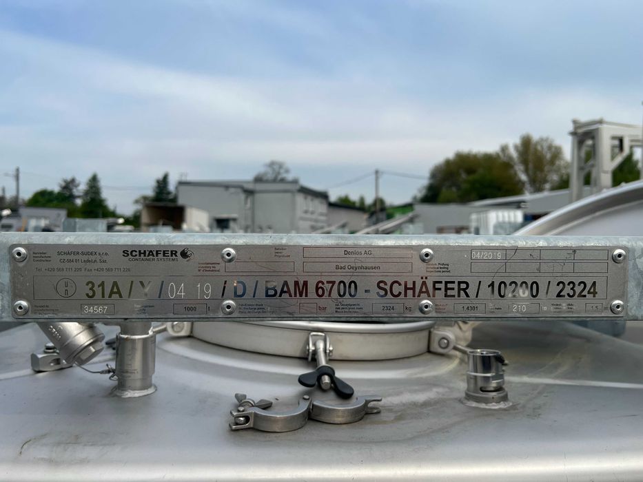 IBC nierdzewny SCHÄFER 1000L ADR/UN 31A/Y – stan idealny
