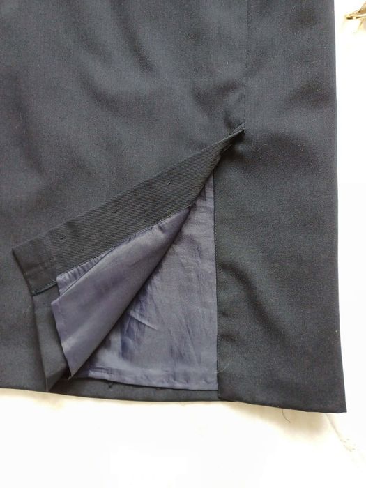 Granatowa wełniana spódnica midi vintage XXL