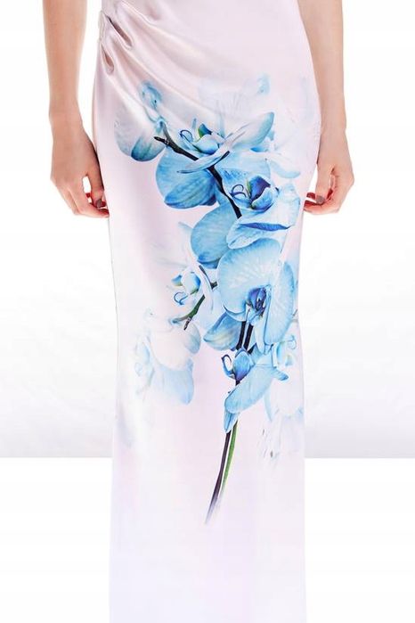 Karen Millen 40 L Sukienka Floral Satynowa Ooto Halter Petite D2744