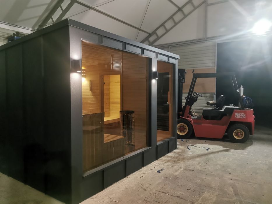 Sauna Ogrodowa Nowoczesna 3,4x 2,3m Blacha Rąbek +Piec Komplet!