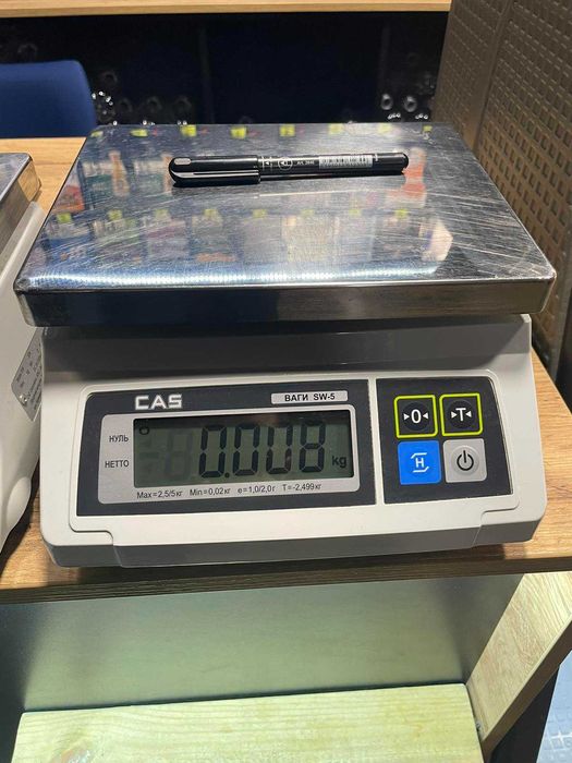 Ваги настільні фасувальні CAS SW-5 на 5кг з нержавіючою платформою